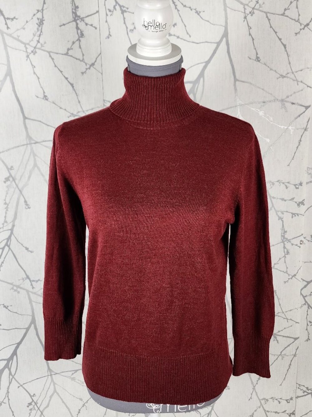 Banana Republic Maroon 100% Merino Wool Turtle Neck Sweater